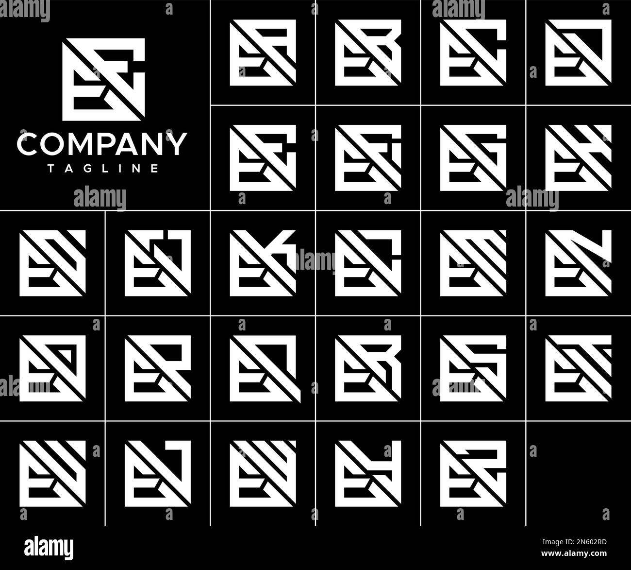 Bundle of abstract square E letter logo design vector. Simple EE E logo ...