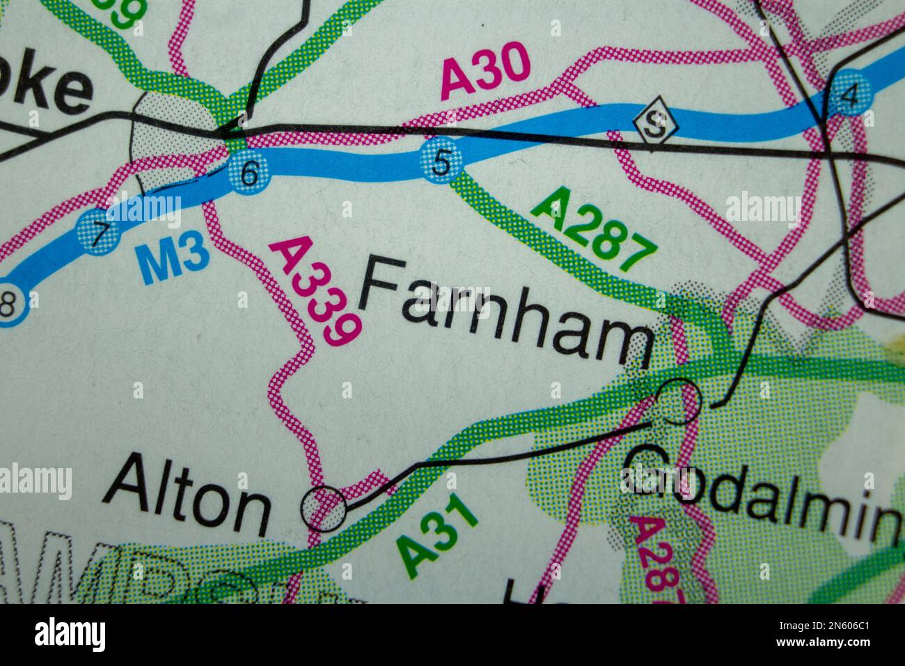 Farnham, United Kingdom atlas map town name Stock Photo Alamy