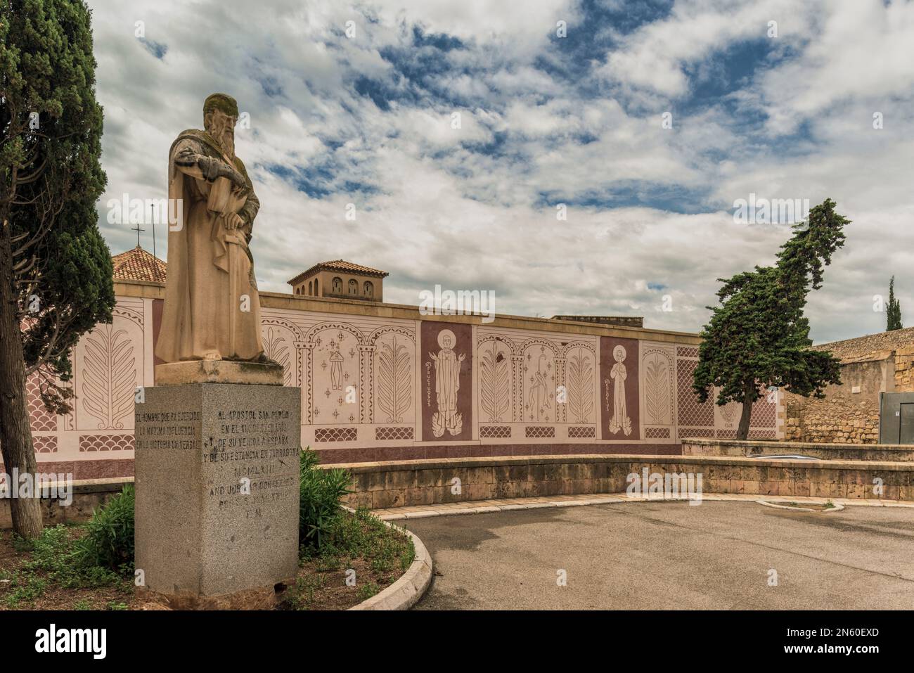 Sculture of Saint Paul statue of the apostle San Pablo behind the cathedral in the square of