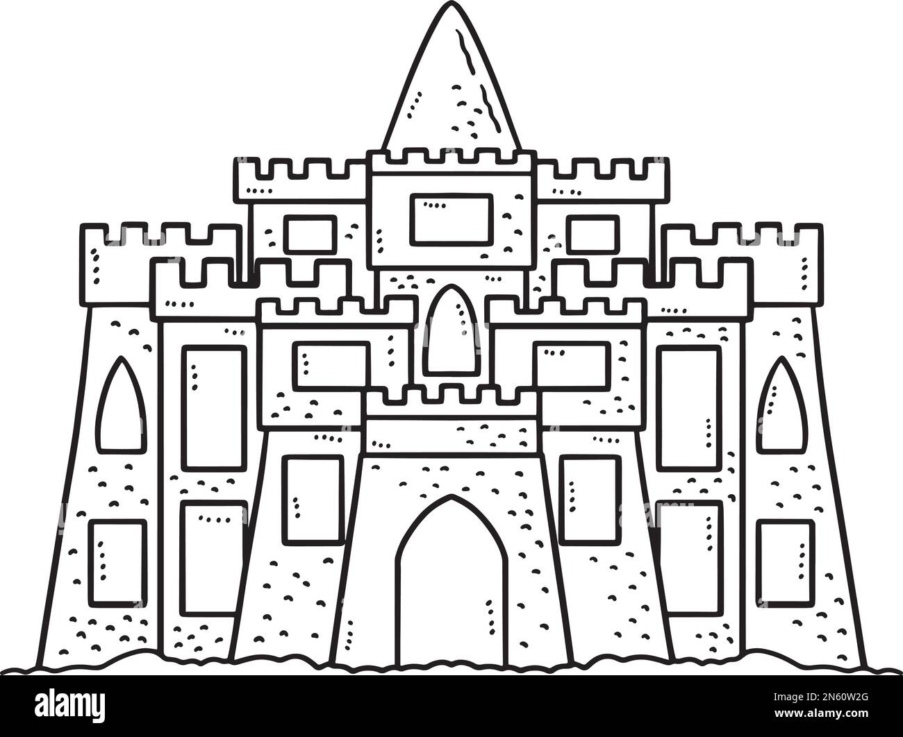 Sand Castle Isolated Coloring Page  Stock Vector