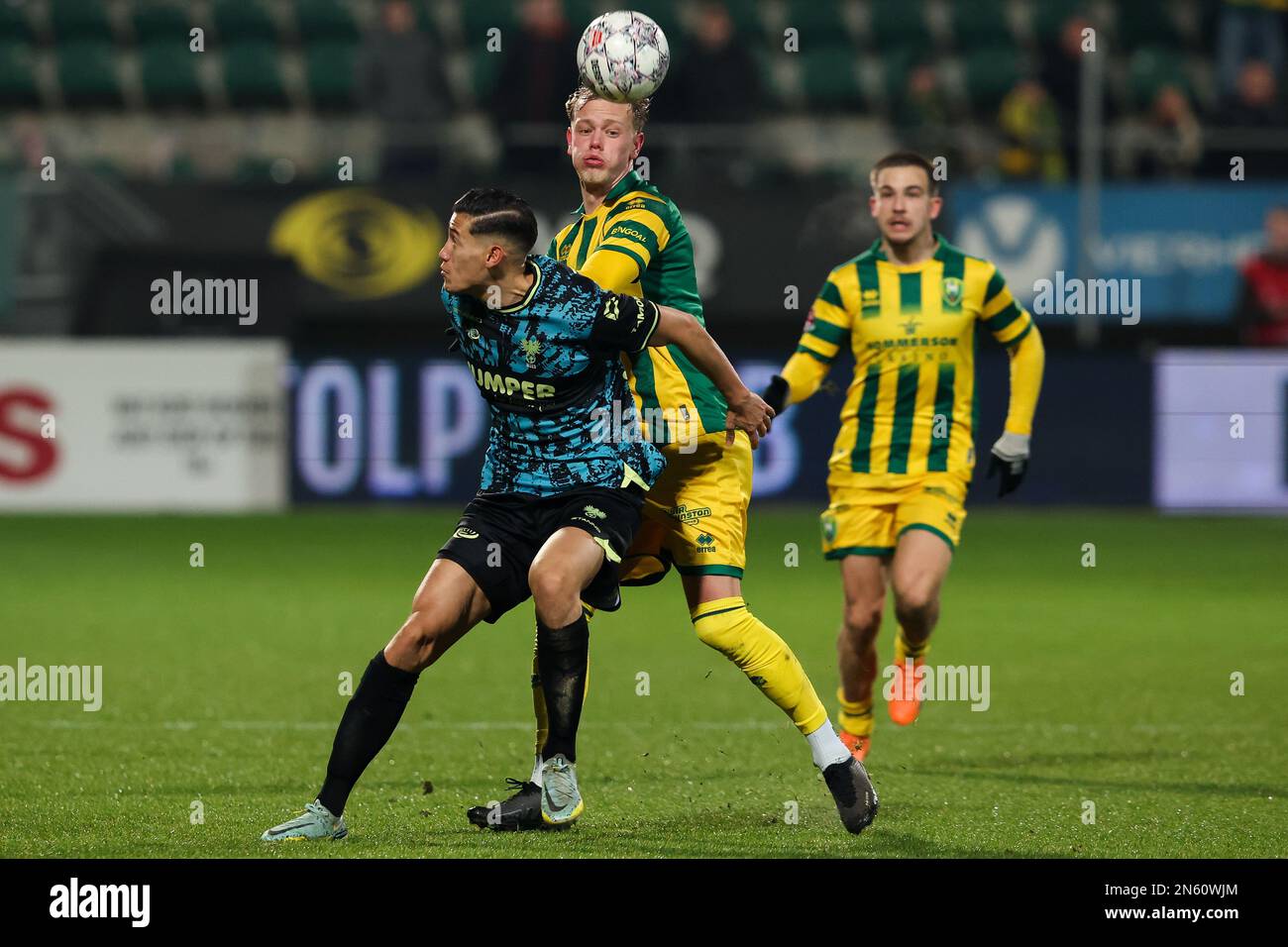 Den Haag Netherlands February Jay Idzes Of Go Ahead Eagles Max De Waal Of Ado Den Haag