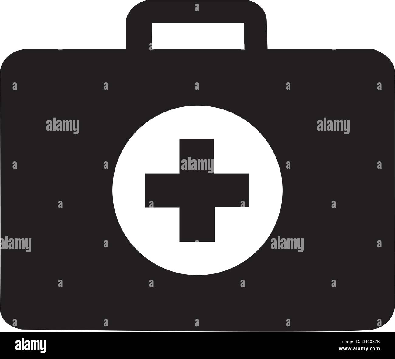 A black first aid kit on a white background Stock Vector