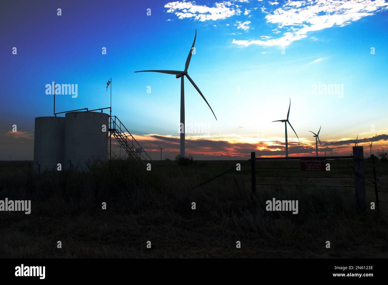 Texas Windmill Farms Stock Photo Alamy