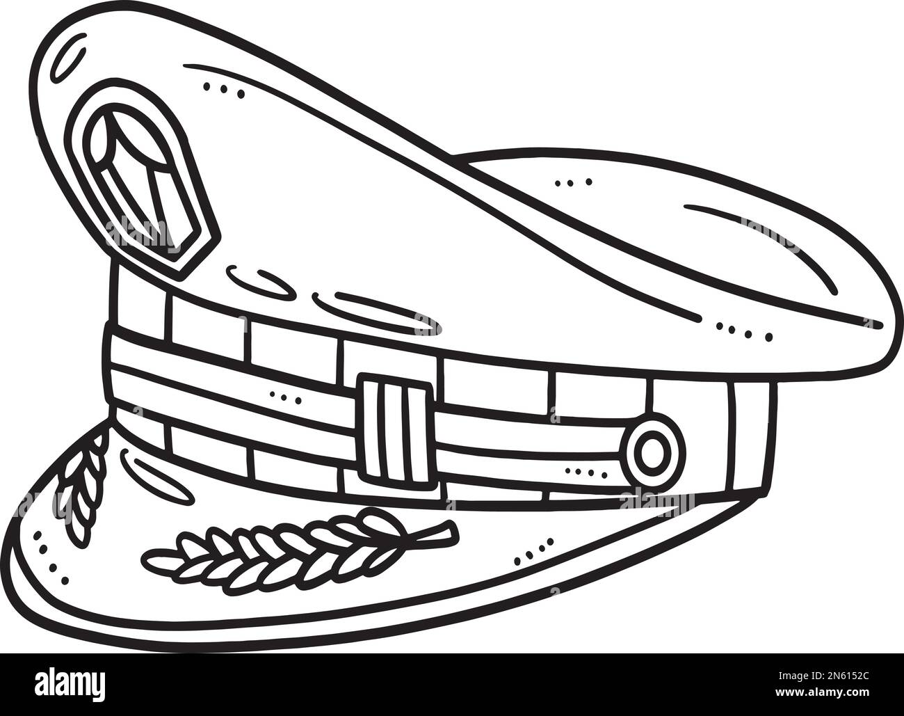 Military Cap Isolated Coloring Page for Kids Stock Vector