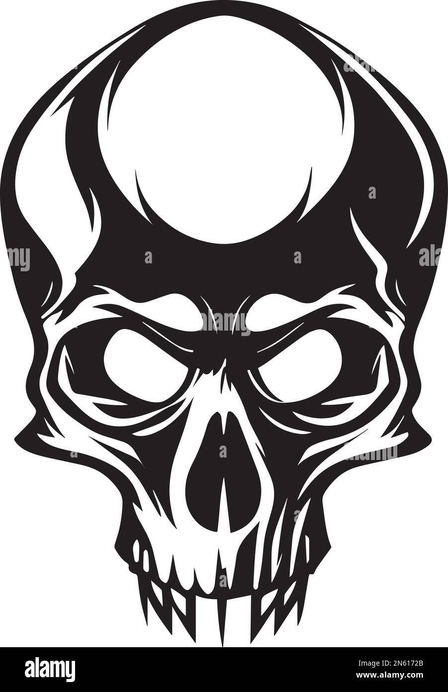 Illustration Of Skull Monochrome Logo Design Stock Vector Image & Art ...