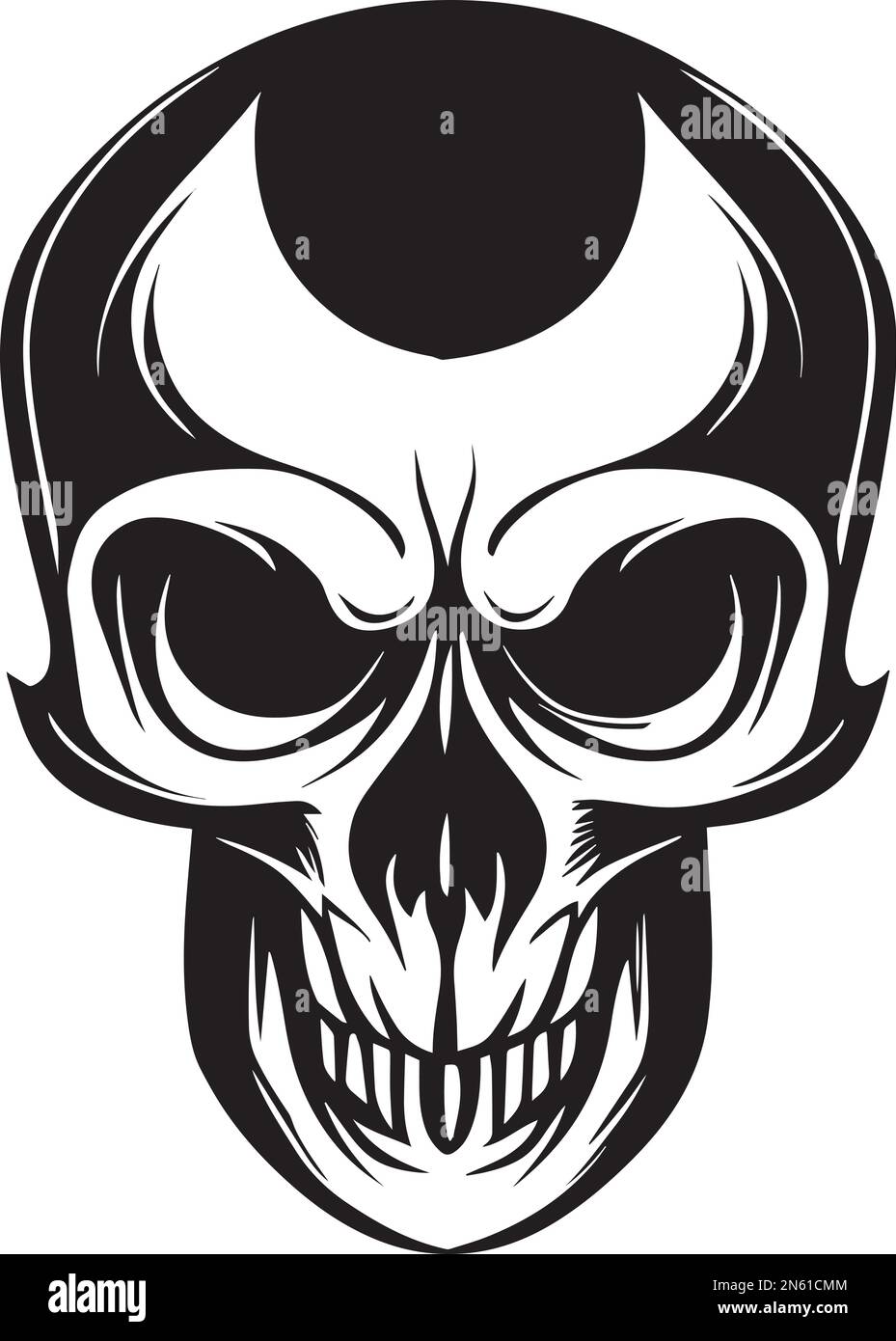 Illustration Of Skull Monochrome Logo Design Stock Vector Image & Art ...