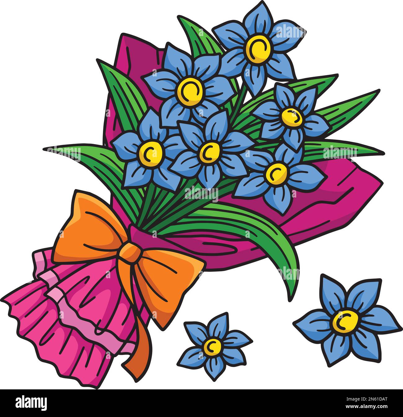 Spring Flower Bouquet Cartoon Colored Clipart Stock Vector Image & Art ...