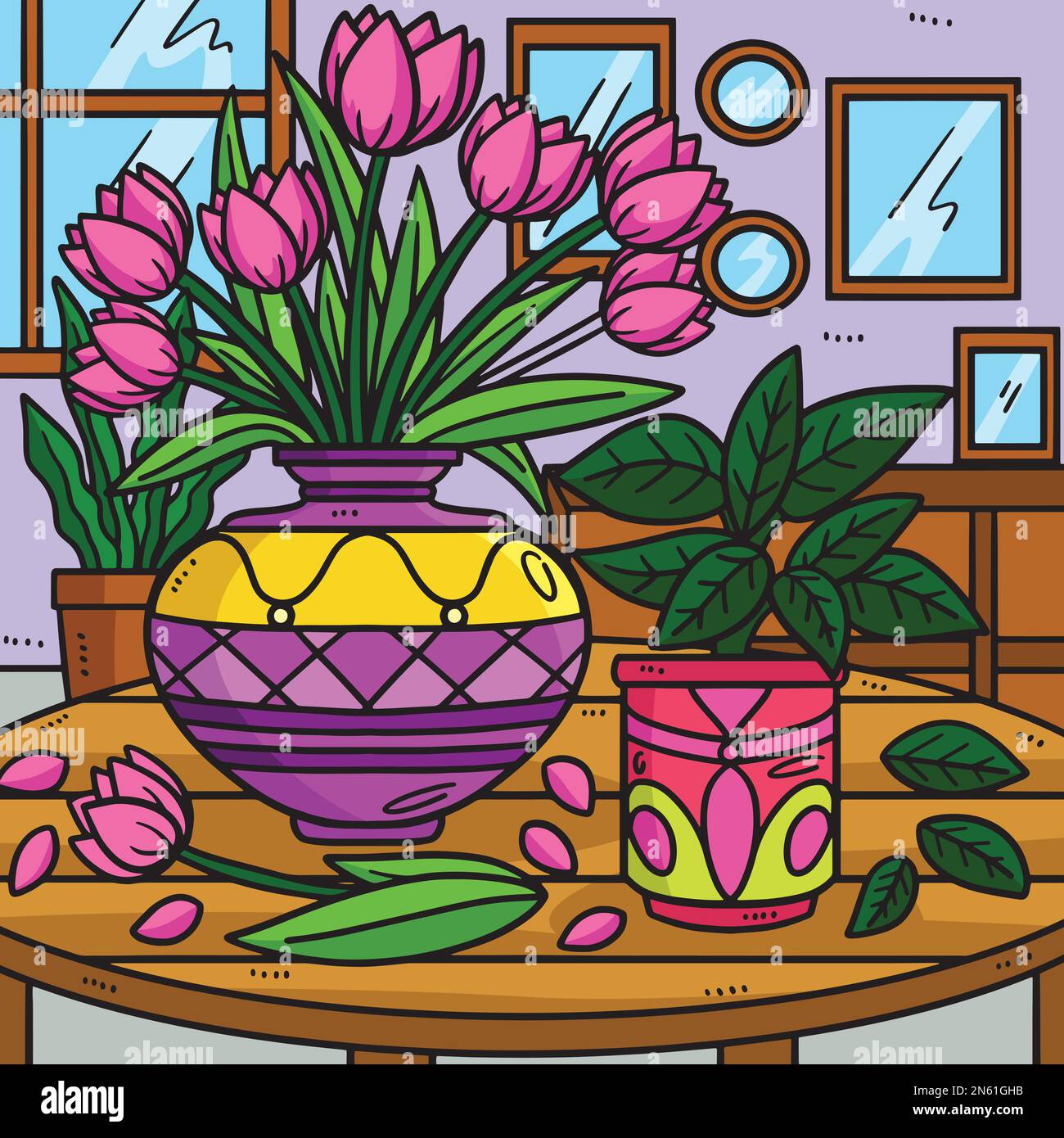 Spring flowers in a vase colored illustration stock vector image art