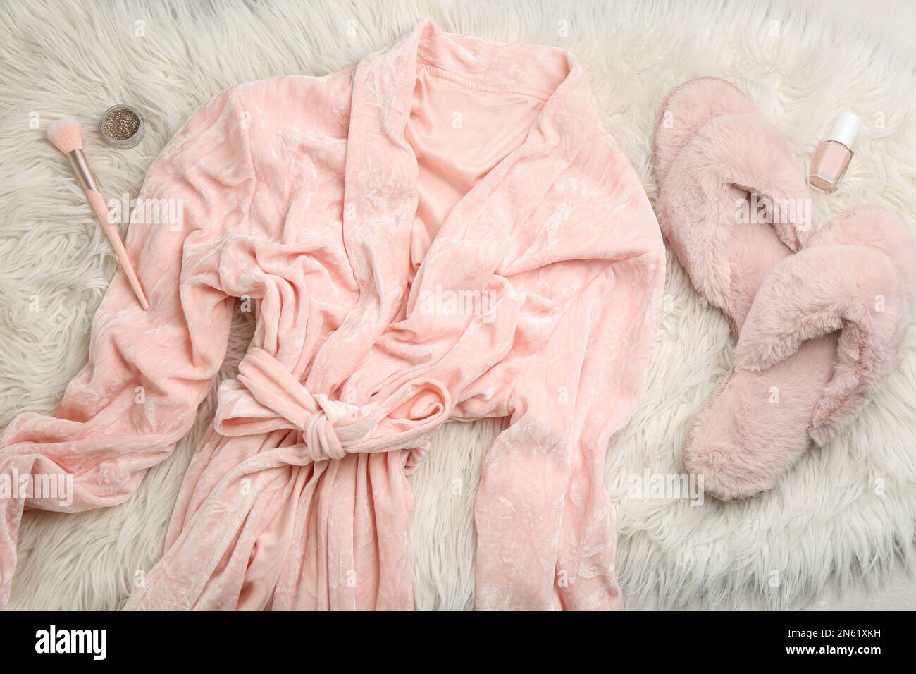 Fuzzy robe and slippers sale