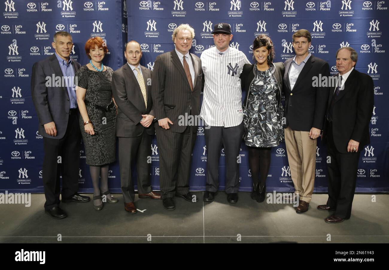 Brian McCann and his wife Ashley McCann at a news conference at