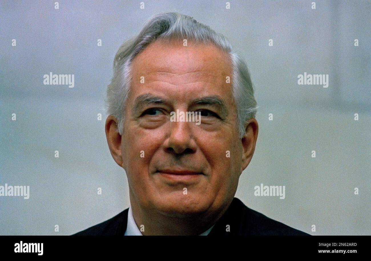 Warren E Burger smiles outside the U S Supreme Court in Washington D