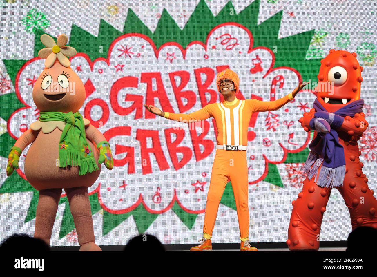 DJ Lance Rock, center, is seen with Foofa and Muno at A Very Awesome Yo