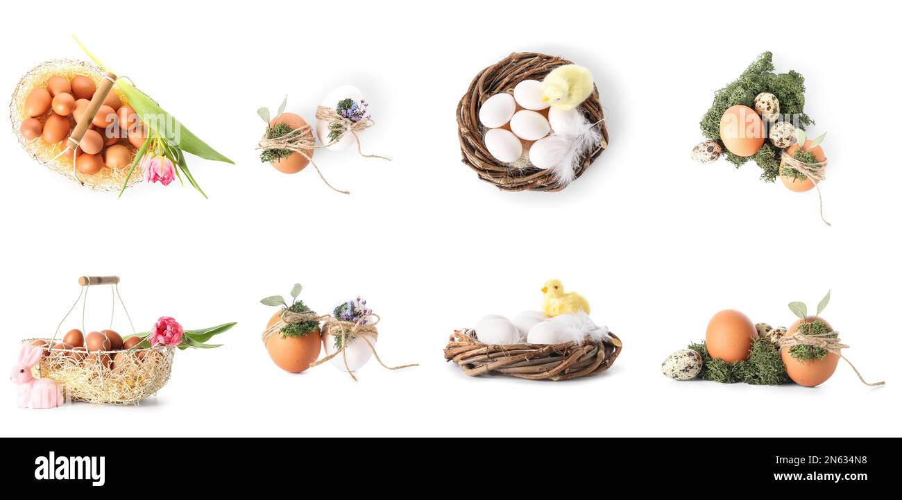Set of Easter eggs isolated on white Stock Photo - Alamy