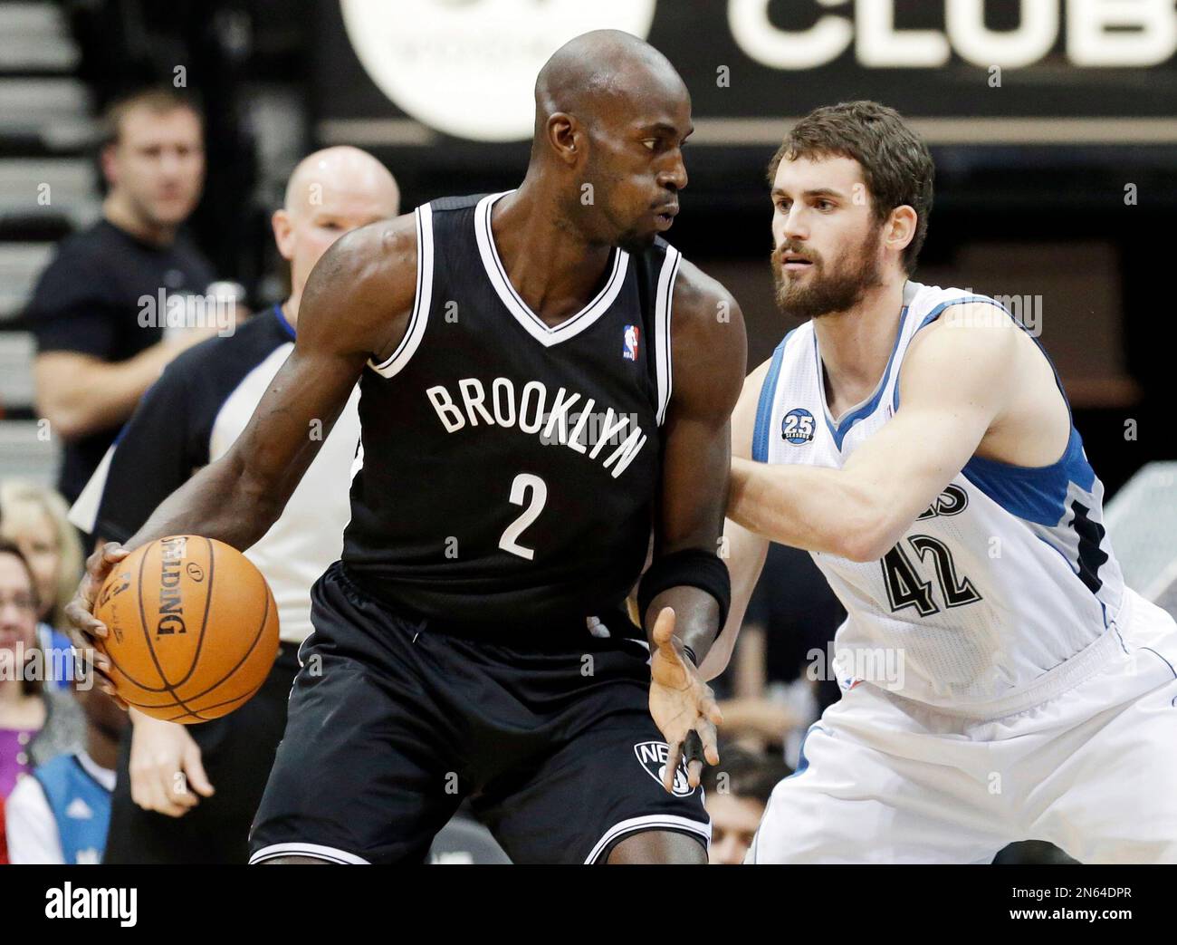Brooklyn Nets' Kevin left, drives around Minnesota