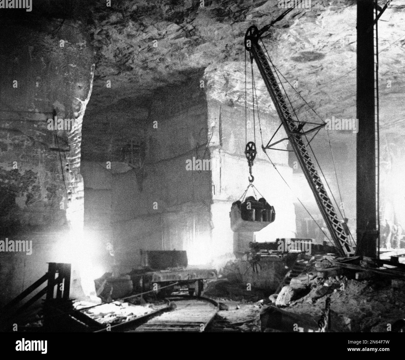 FILE In this June 18, 1963 file photo, a derrick that usually lifts