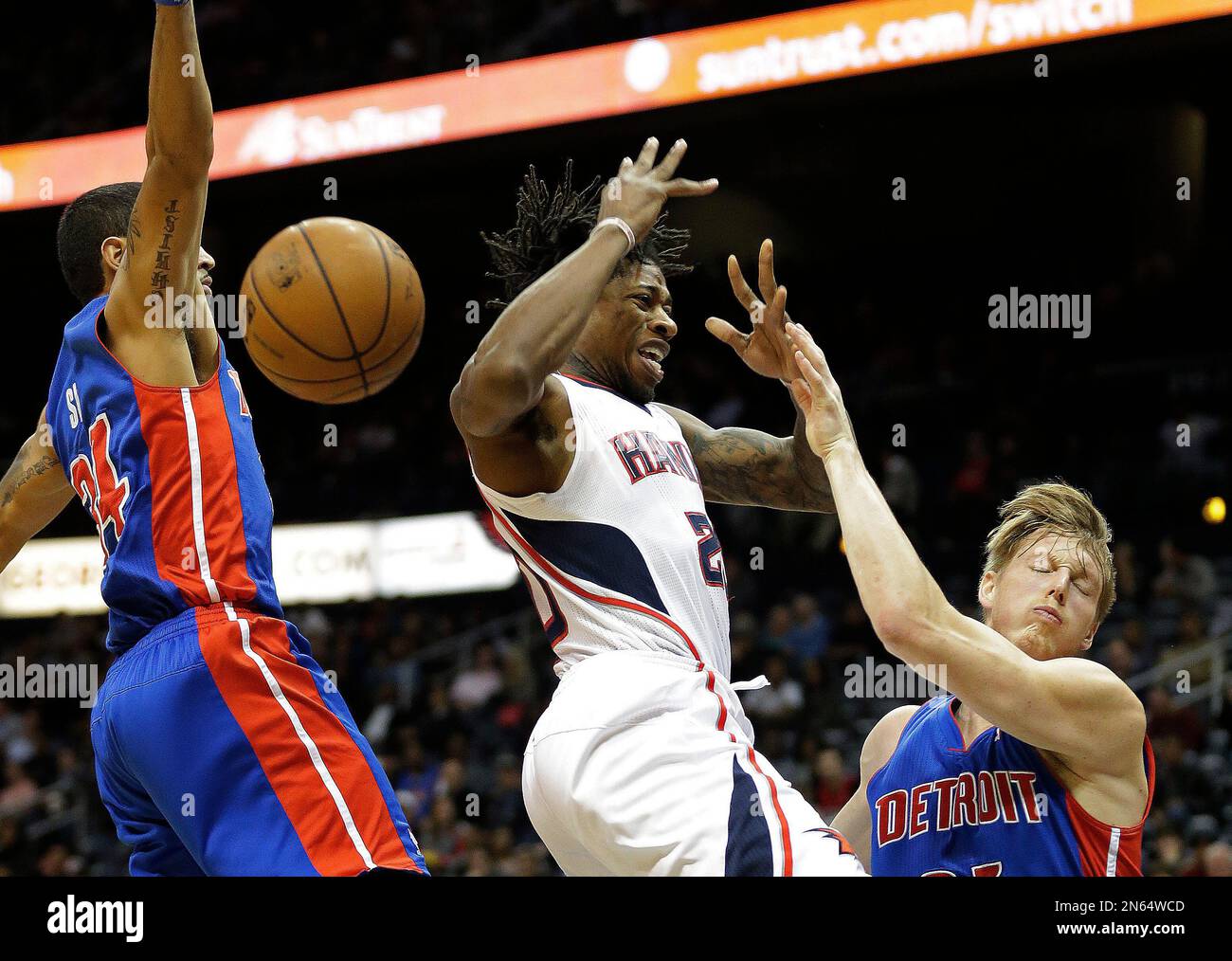 Atlanta Hawks small forward Cartier Martin 20 is fouled by