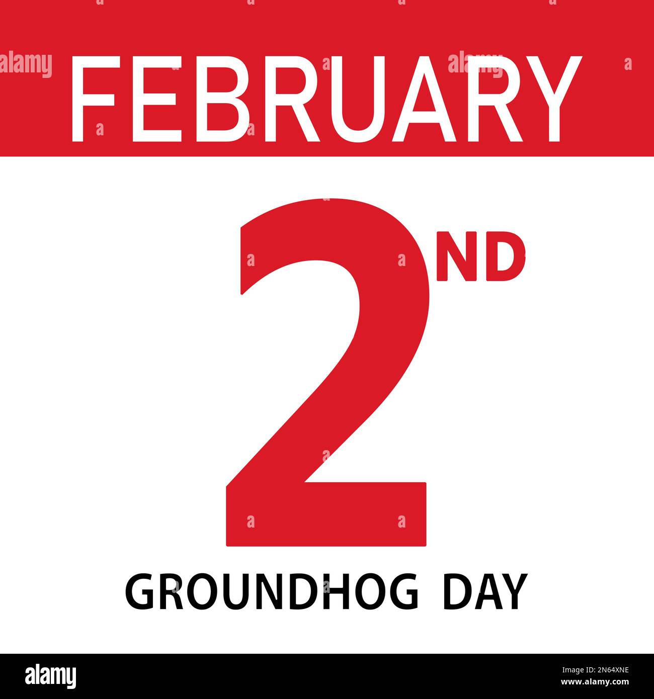 Groundhog day, February 2nd date. Calendar sheet illustration Stock