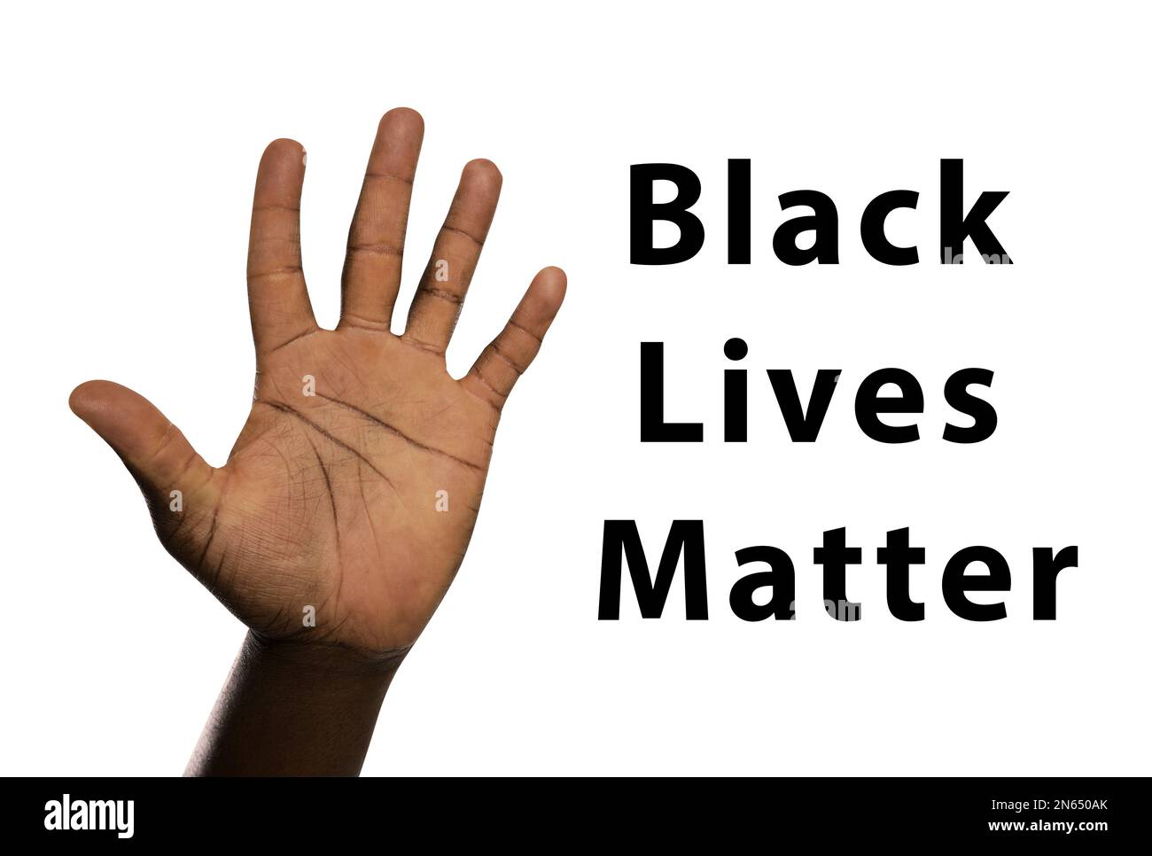 Black Lives Matter. African-American man showing hand on white background, closeup Stock Photo