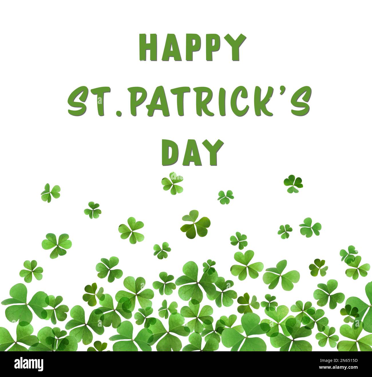 Happy St. Patrick's Day. Green clover leaves on white background Stock ...