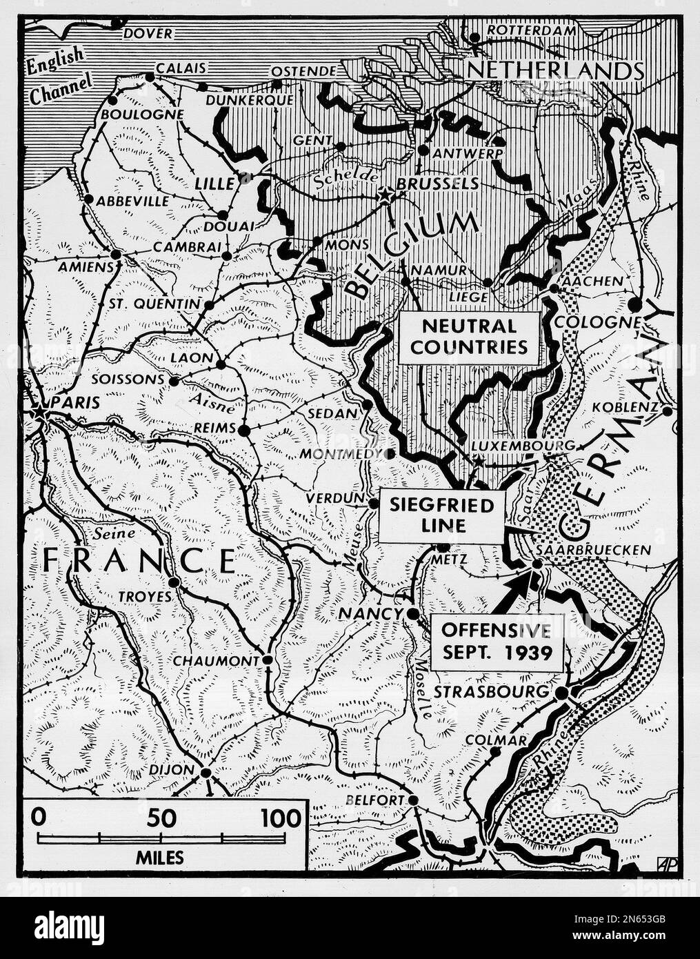 This map shows the military situation at the outbreak of World War II the French Maginot Line