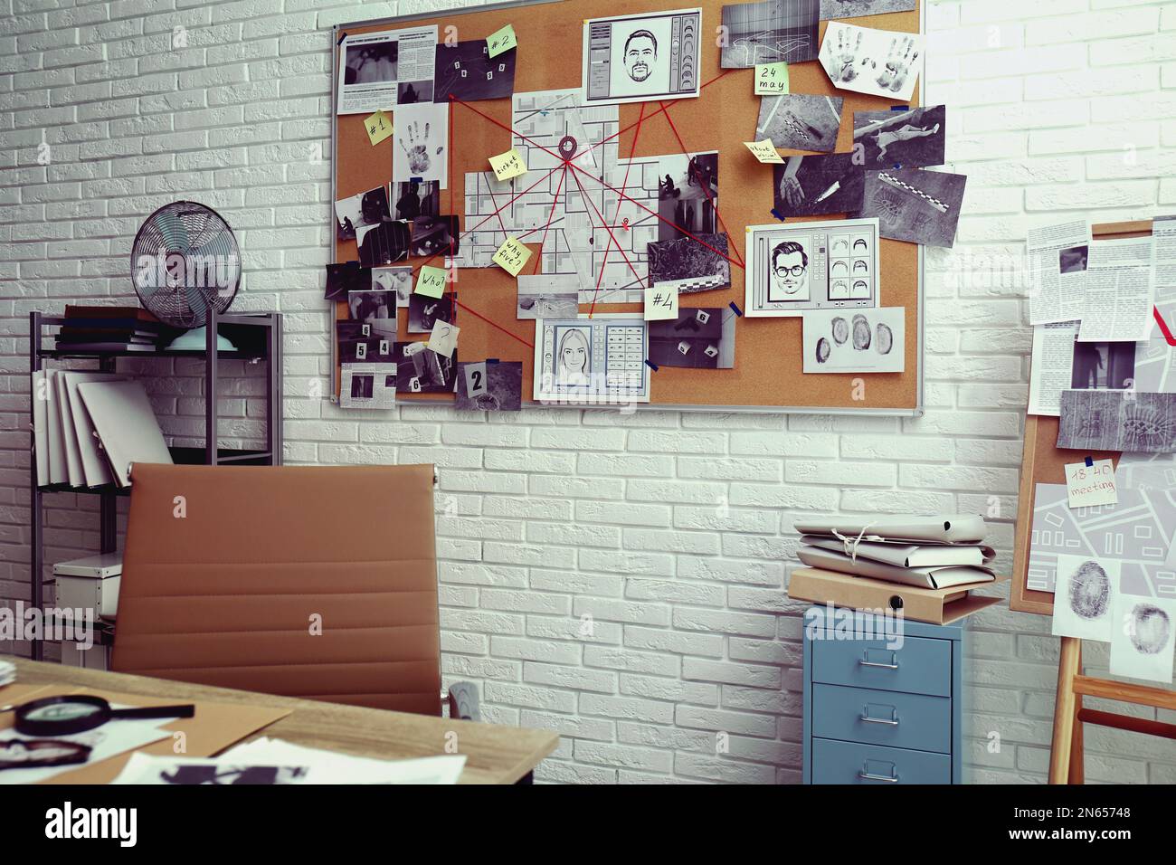 modern-detective-office-with-workplace-and-board-stock-photo-alamy