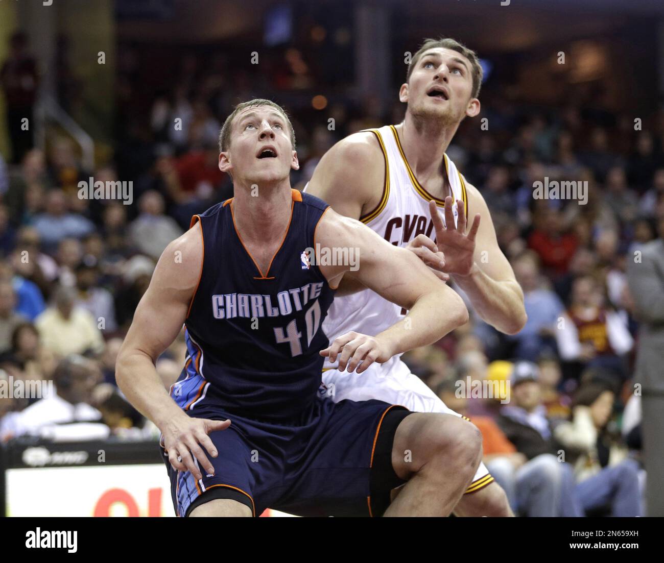 Charlotte Bobcats' Cody Zeller, left, and Cleveland Cavaliers' Tyler ...