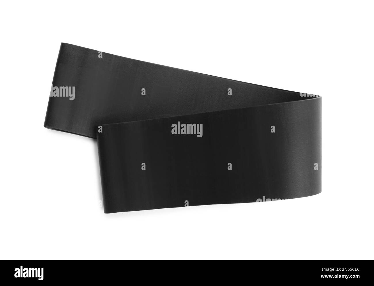 Black fitness elastic band isolated on white, top view Stock Photo Alamy