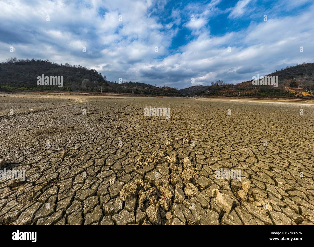 BIJIE, CHINA - FEBRUARY 9, 2023 - Aerial photo shows the falling water ...