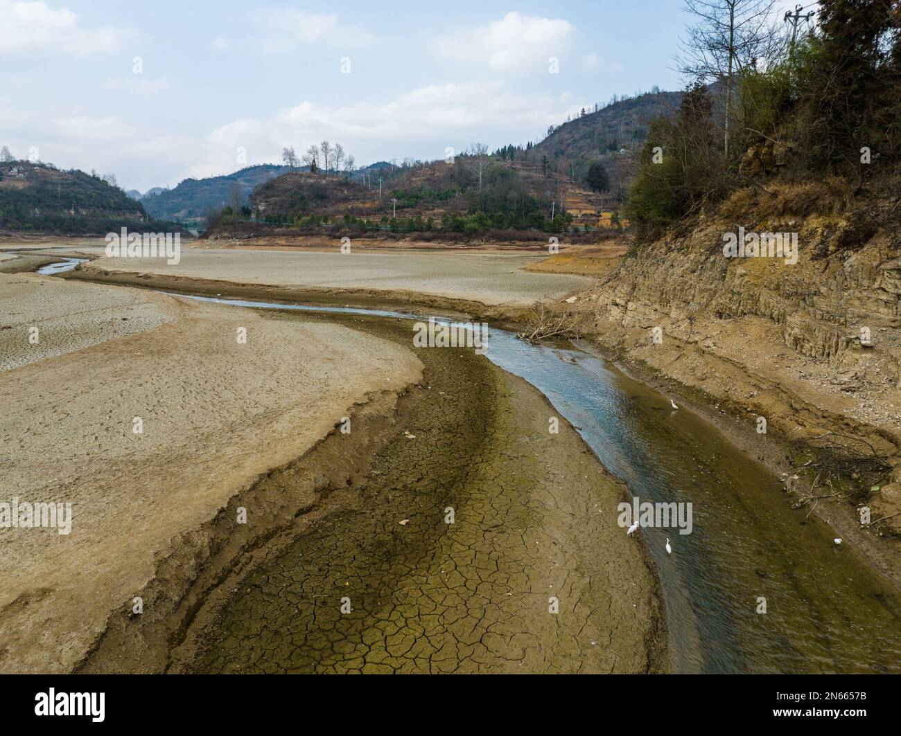 BIJIE, CHINA - FEBRUARY 9, 2023 - Aerial photo shows the falling water ...