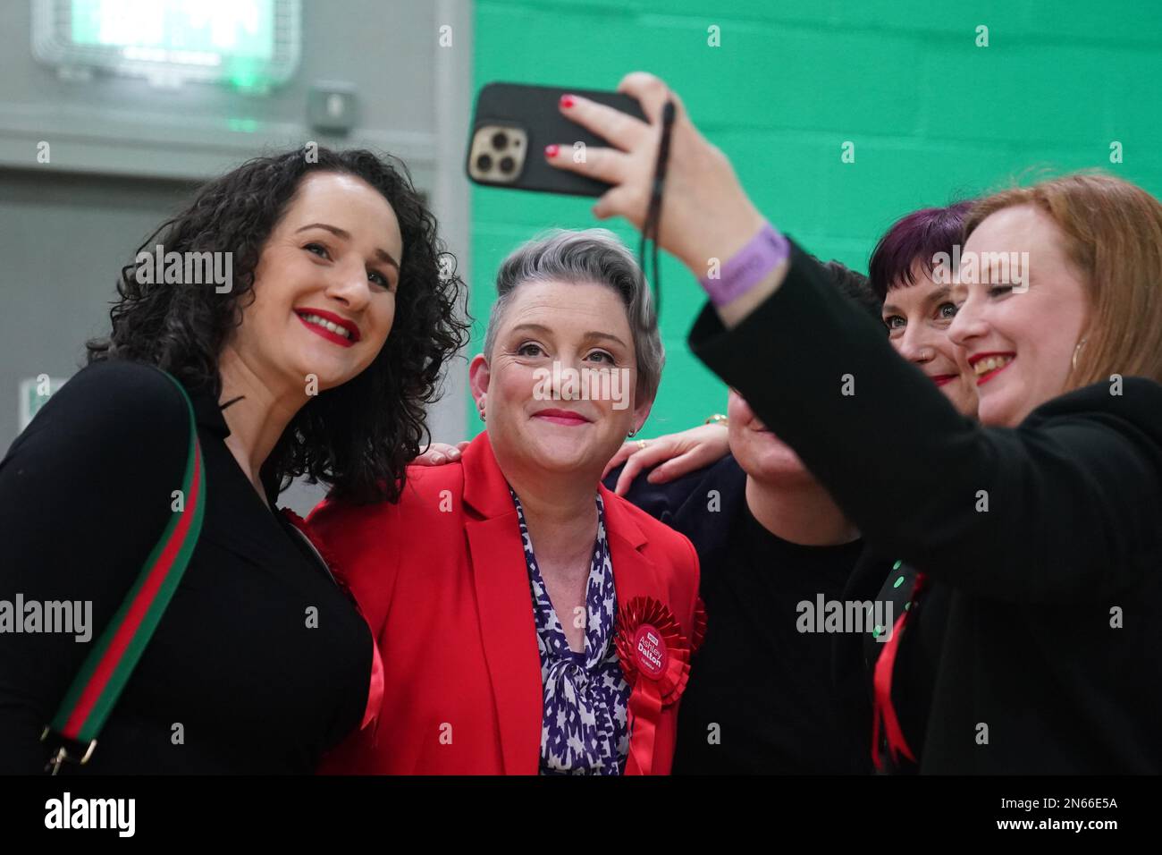 Labour's Ashley Dalton celebrates after being declared the winner in the West Lancashire by