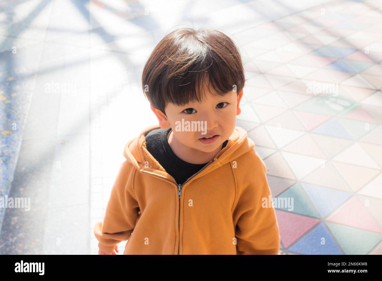 Boy smiles at Korakuen amusement park, 3 years old, Korakuen, Bunkyo Ku, Tokyo, Japan, East Asia, Asia Stock Photo