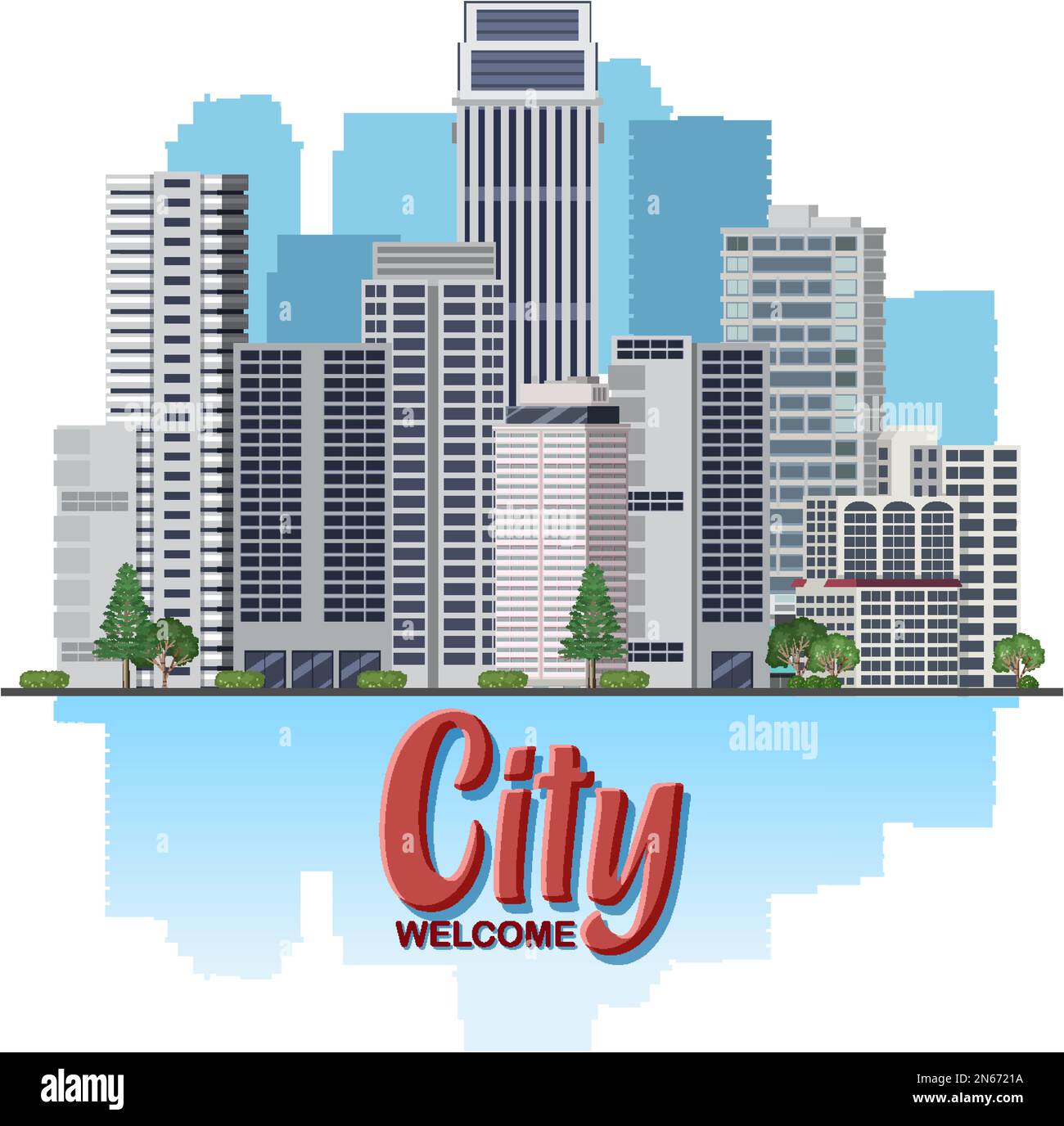 Urban landscape with high skyscrapers illustration Stock Vector Image ...