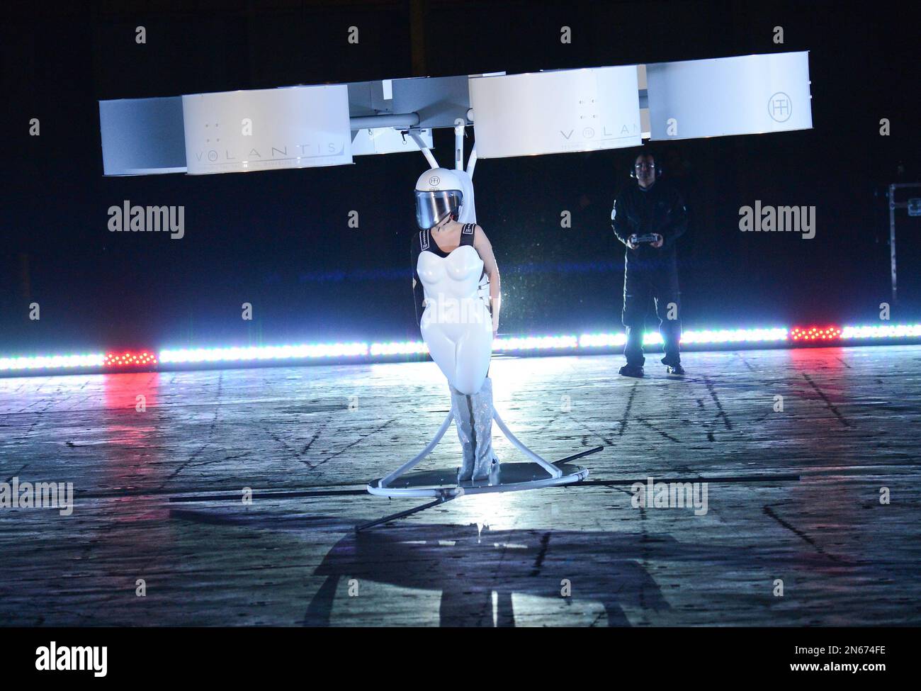 Lady Gaga demonstrates the Volantis transport prototype 
