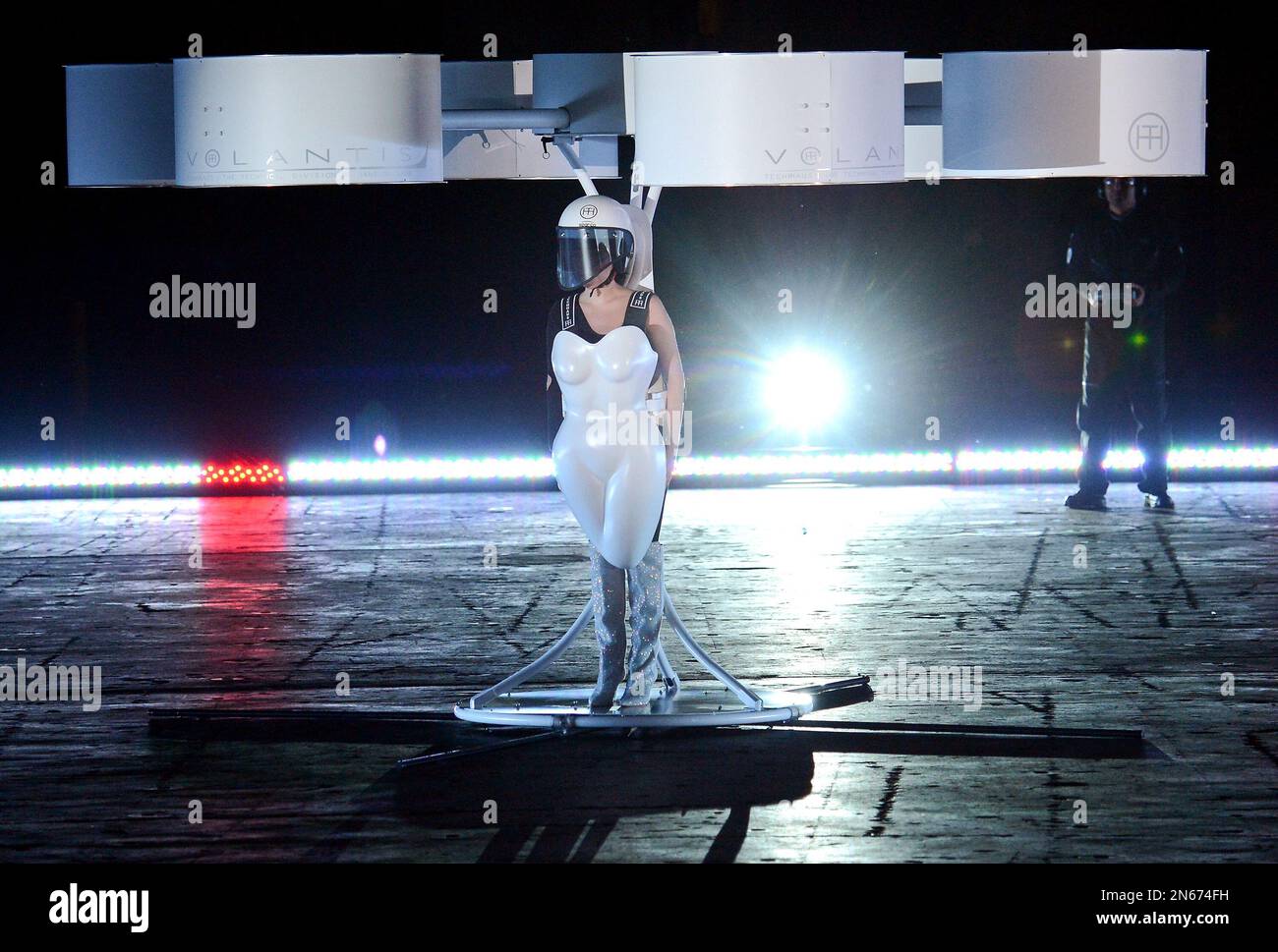 Lady Gaga demonstrates the Volantis transport prototype 