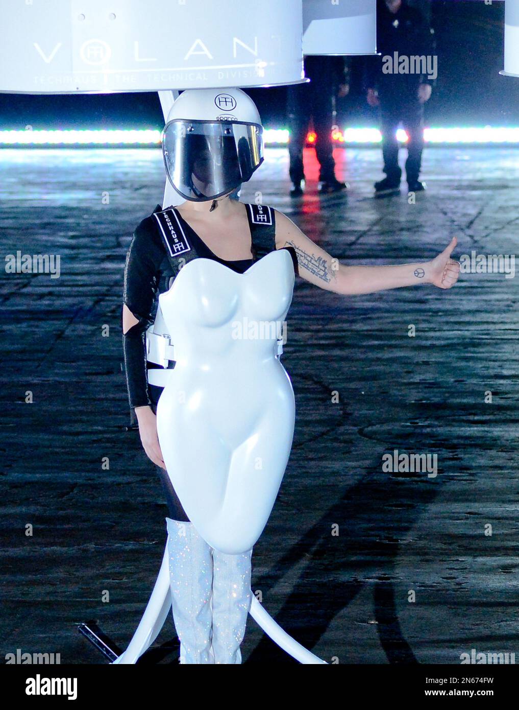 Lady Gaga demonstrates the Volantis transport prototype 