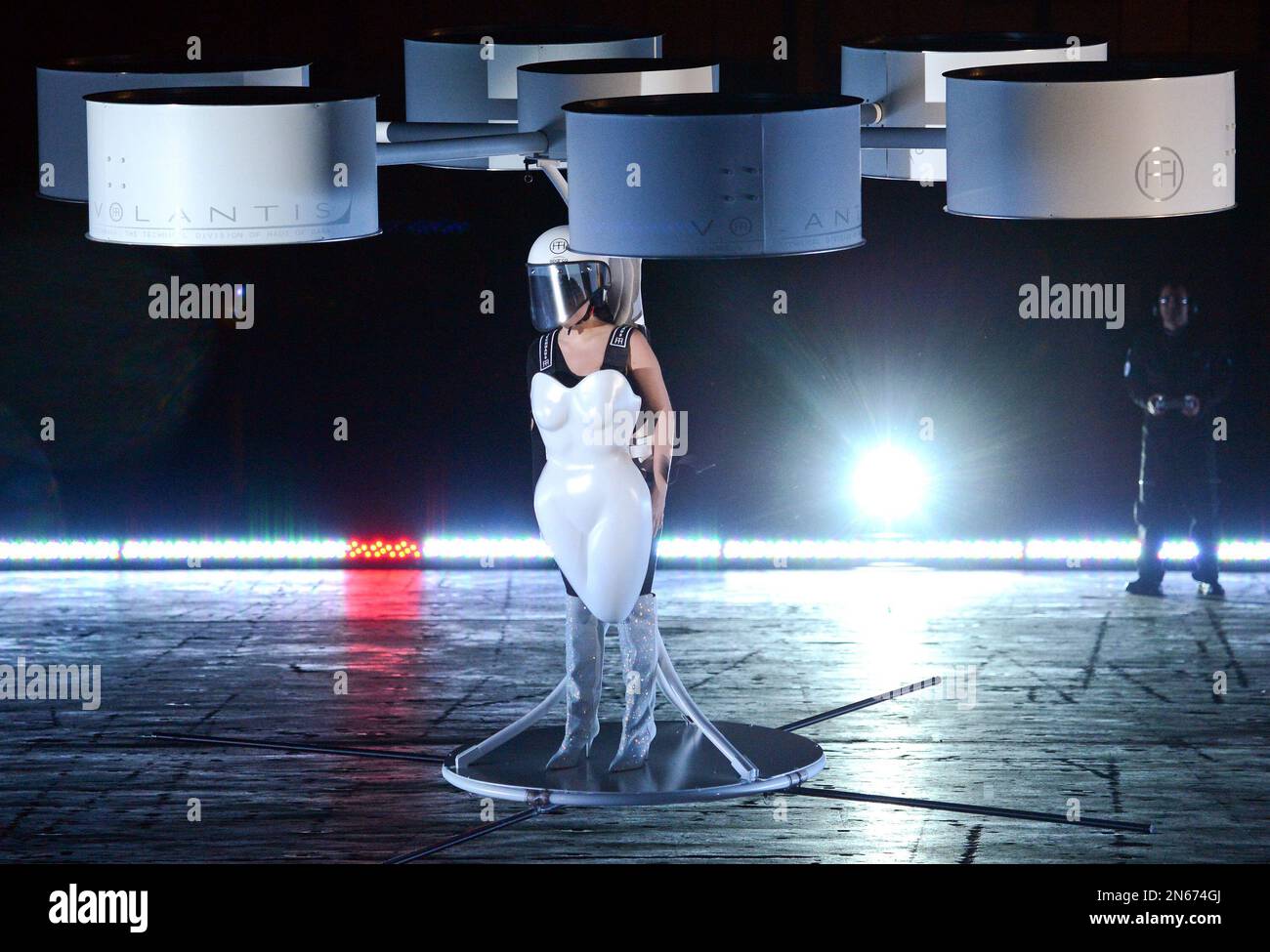 Lady Gaga demonstrates the Volantis transport prototype 