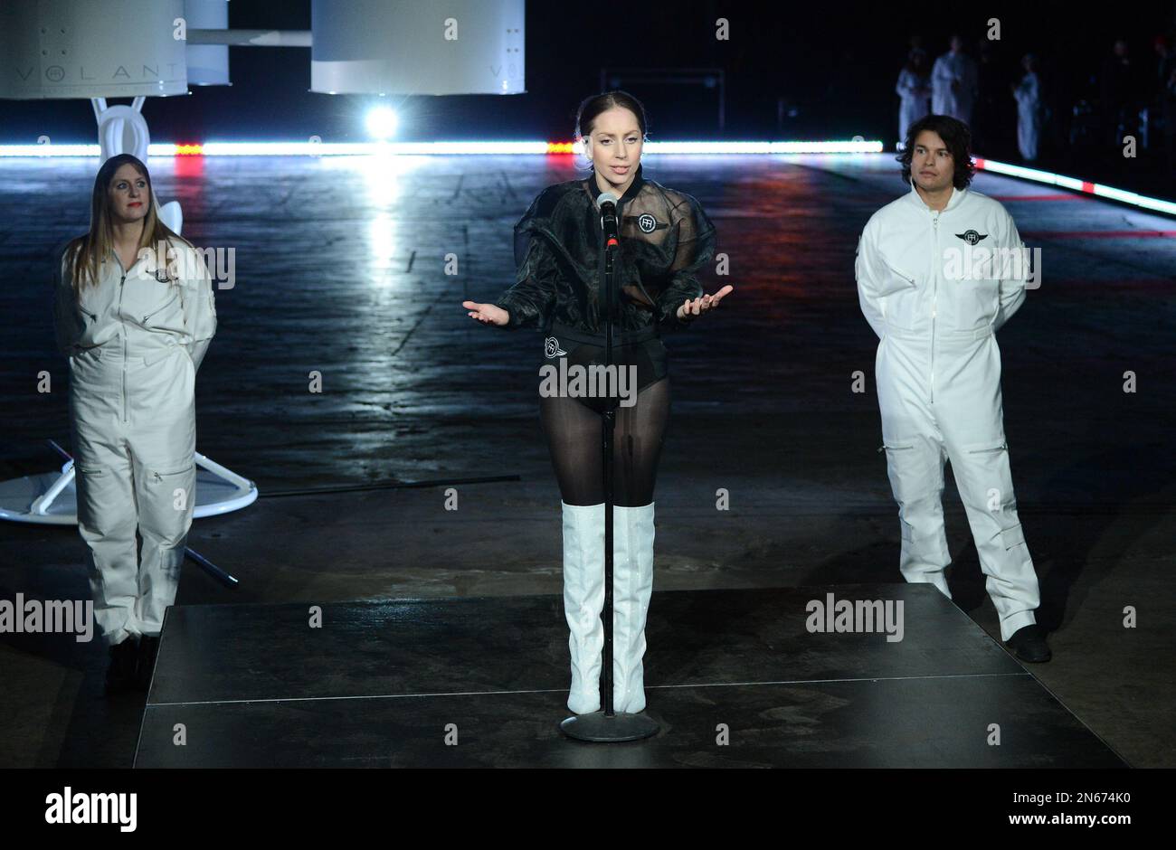 Lady Gaga demonstrates the Volantis transport prototype designed by ...