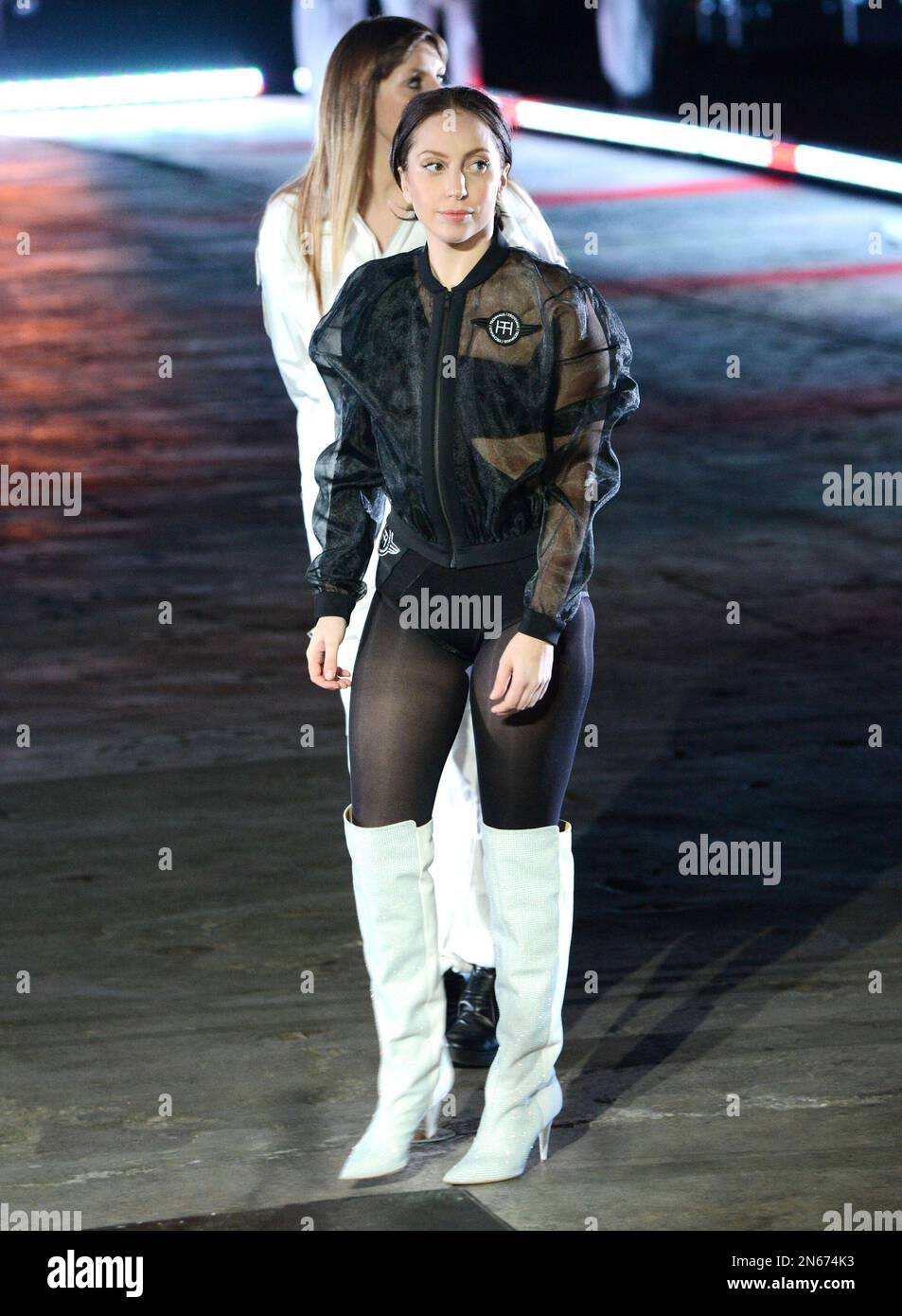 Lady Gaga demonstrates the Volantis transport prototype designed by ...