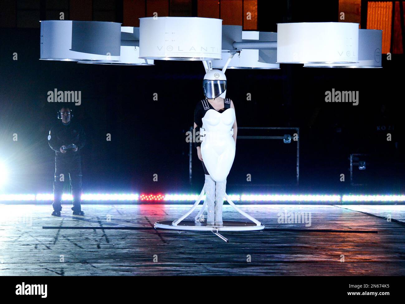 Lady Gaga demonstrates the Volantis transport prototype 