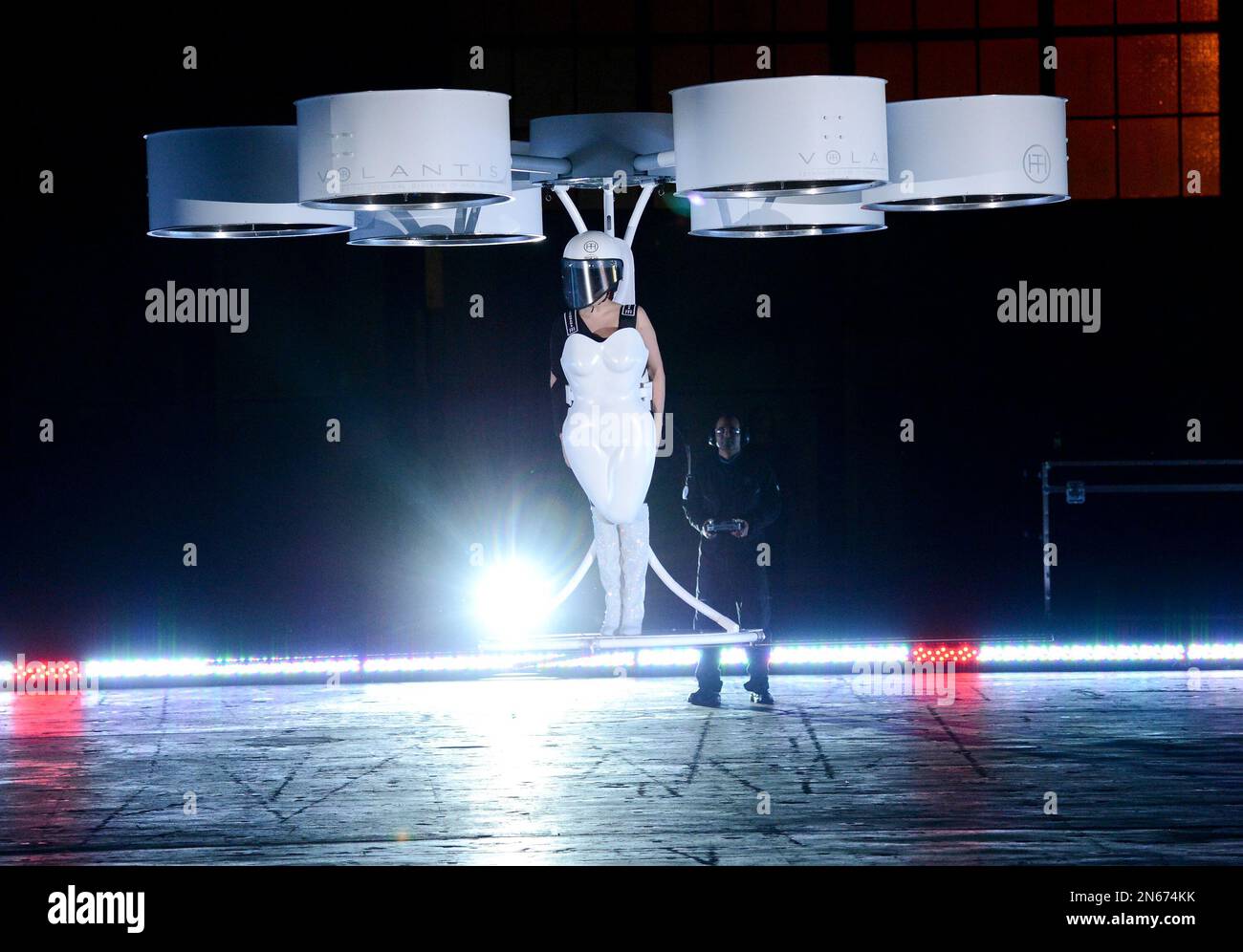 Lady Gaga demonstrates the Volantis transport prototype 