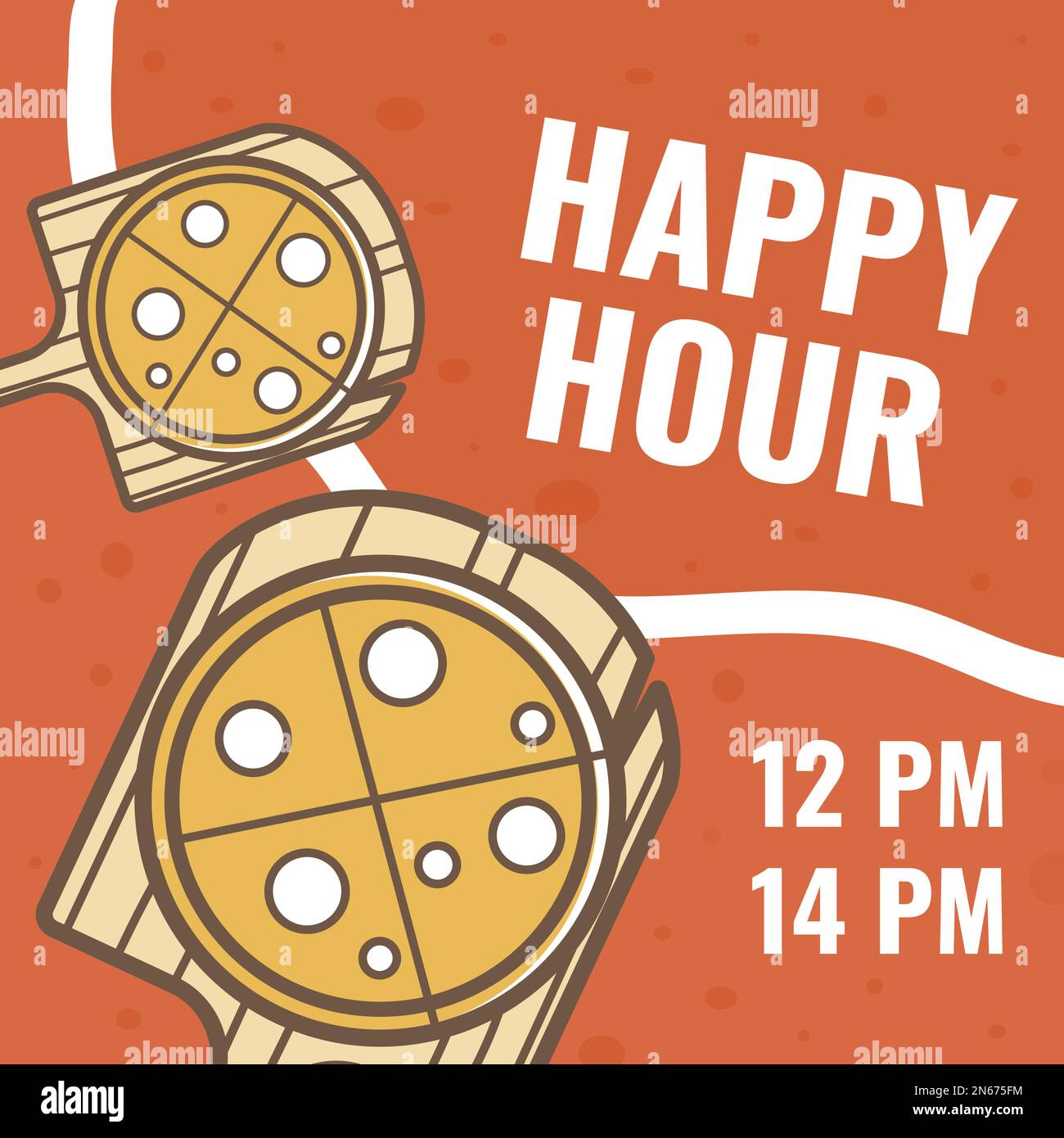 Happy hour at pizzeria, pizza bakery offers banner Stock Vector Image