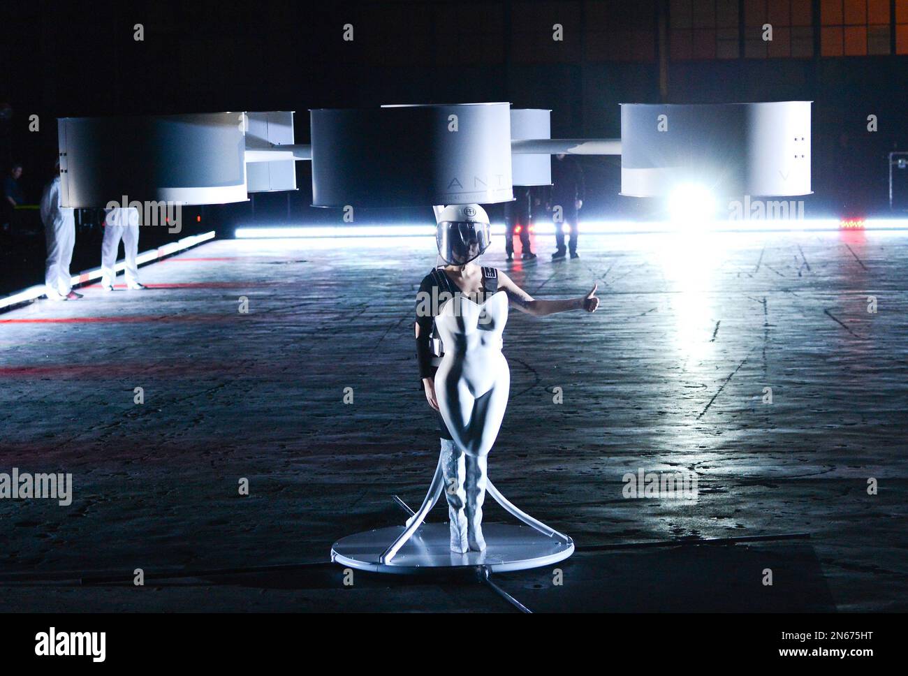 Lady Gaga demonstrates the Volantis transport prototype 