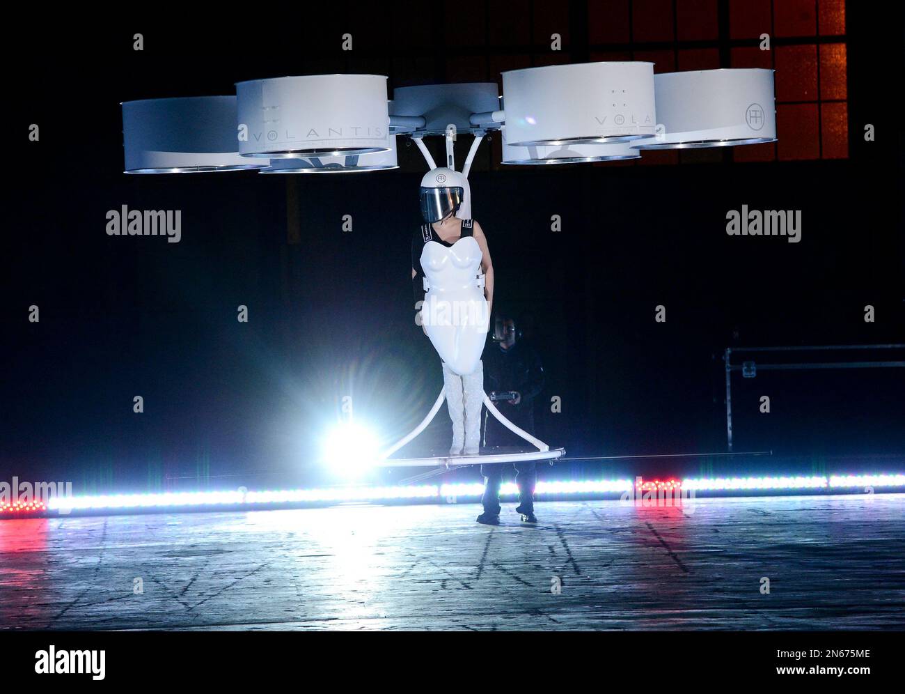 Lady Gaga demonstrates the Volantis transport prototype 