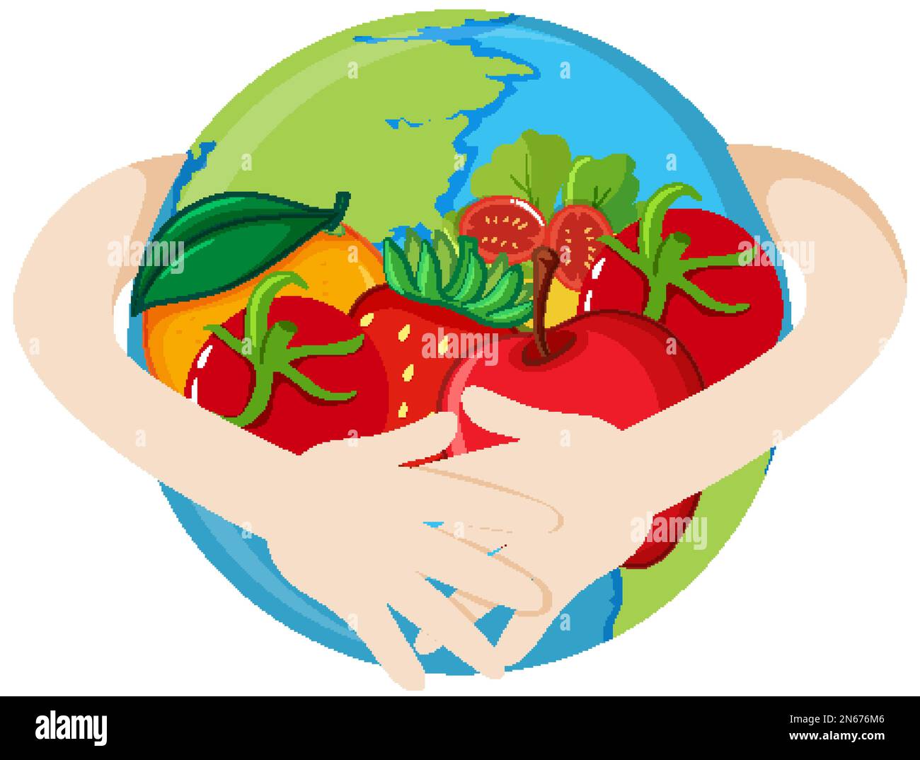 Mixed fruits on earth globe illustration Stock Vector Image & Art Alamy