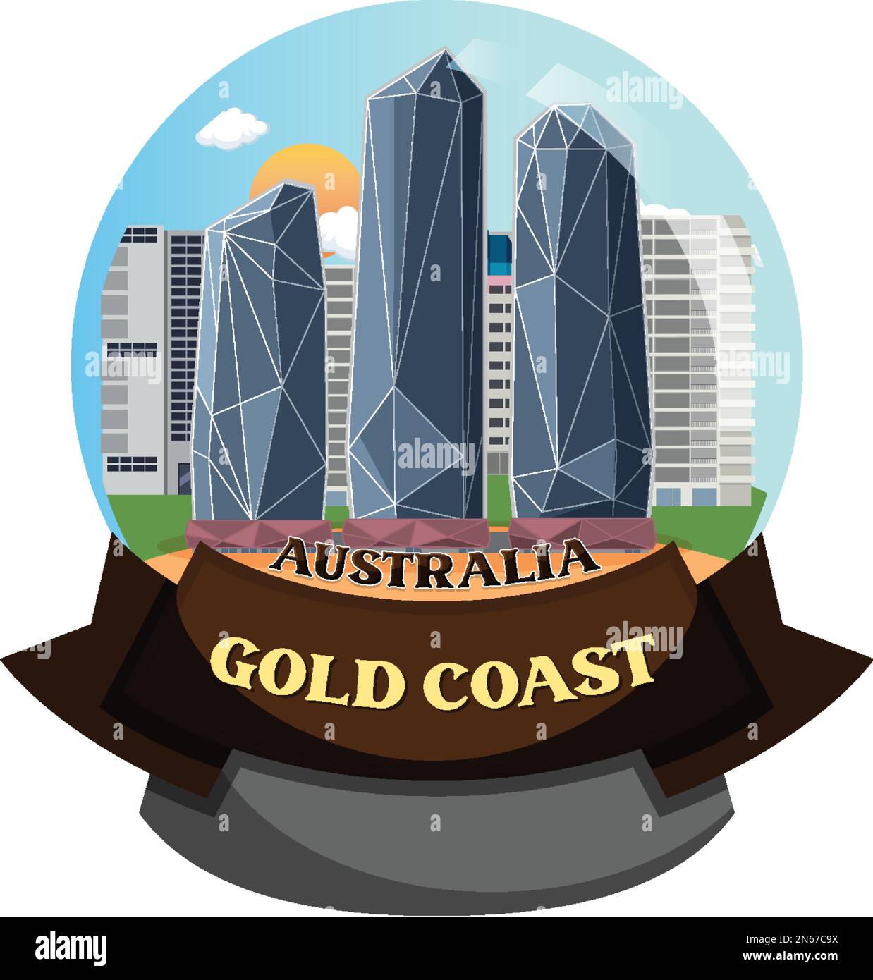 Gold Coast Australia Building Landmark illustration Stock Vector Image