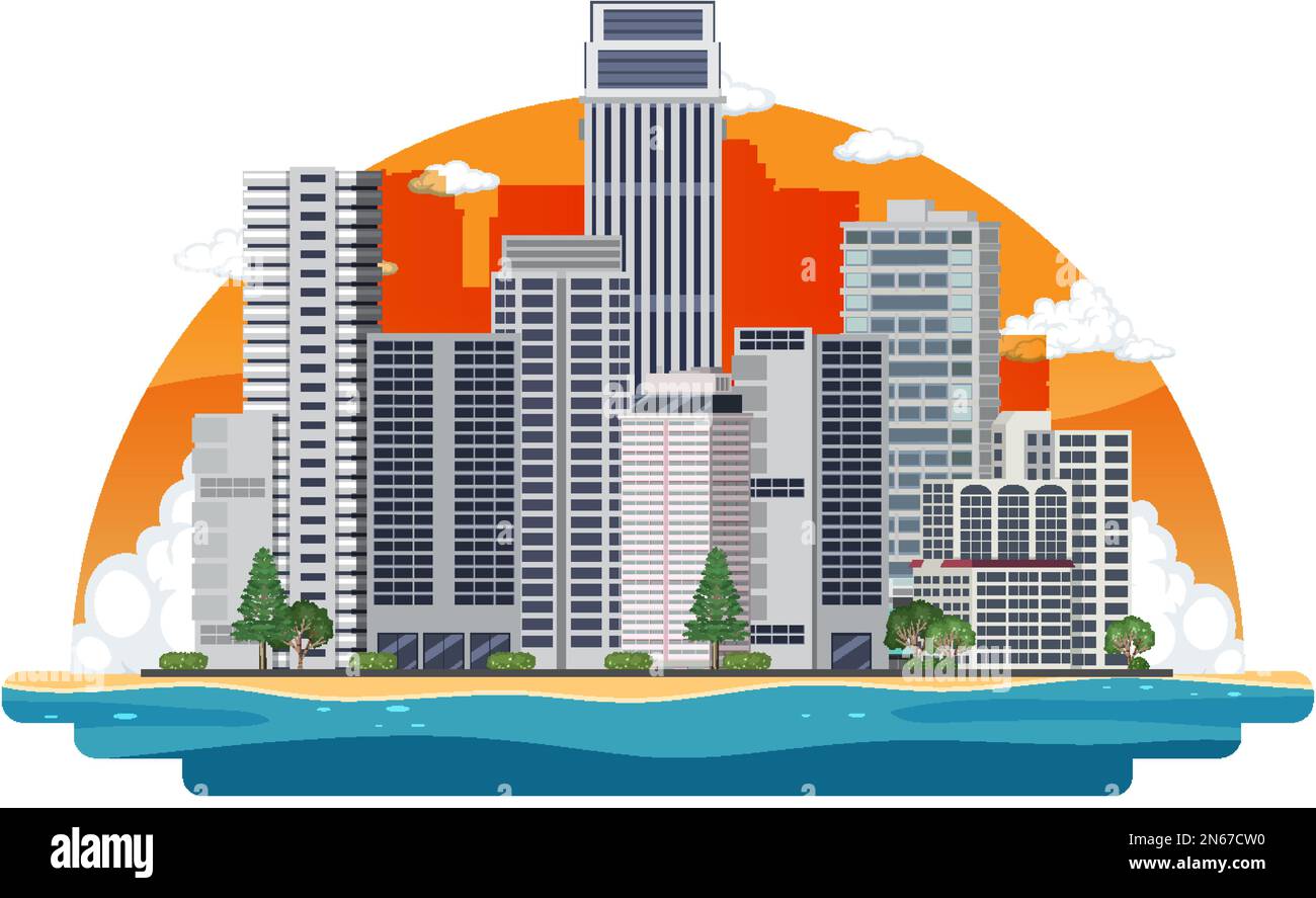Urban landscape with high skyscrapers illustration Stock Vector Image ...