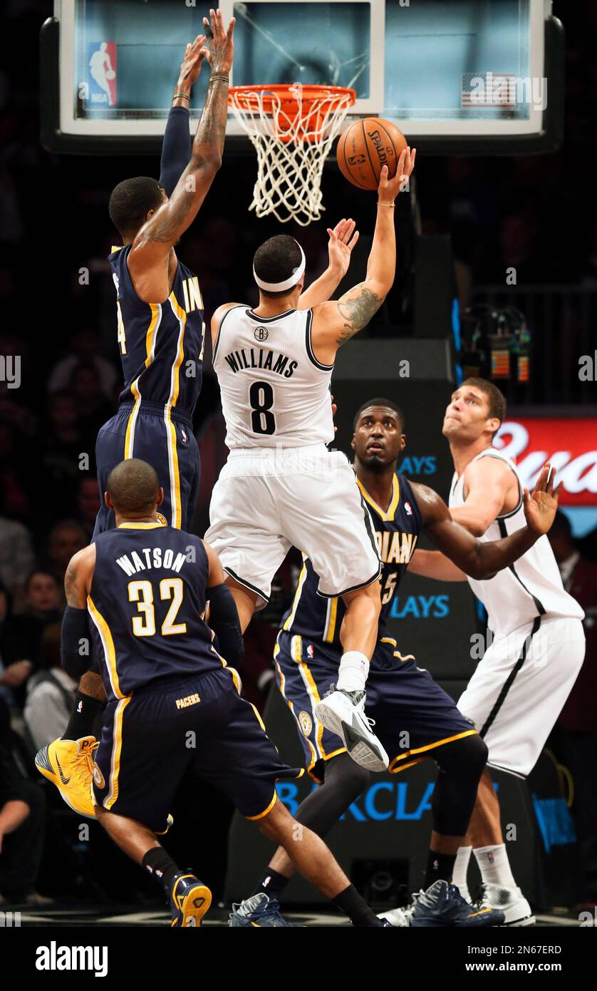 Brooklyn Nets point guard Deron Williams (8) jumps for a layup during