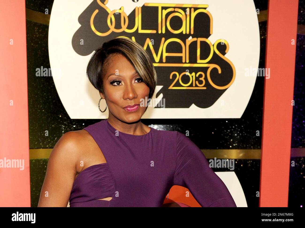 Singer Towanda Braxton arrives at the 2013 Soul Train Awards at the