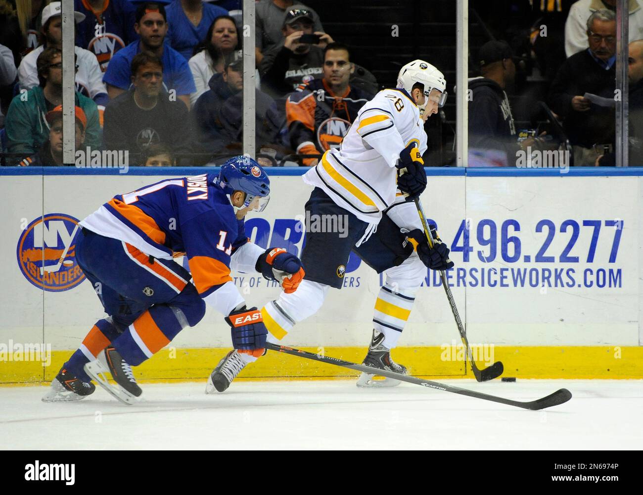 New York Islanders defenseman Lubomir Visnovsky (11) chases Buffalo ...