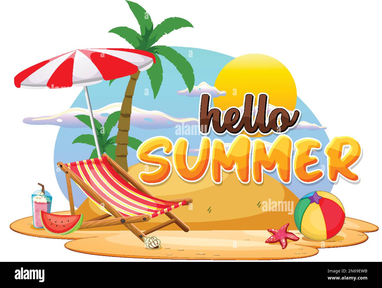 Hello summer logo template illustration Stock Vector Image & Art - Alamy